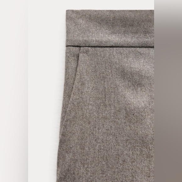 ZARA WOMAN XS ZW COLLECTION STRAIGHT-FIT WOOL TROUSERS Pants GREY New - Picture 8 of 11